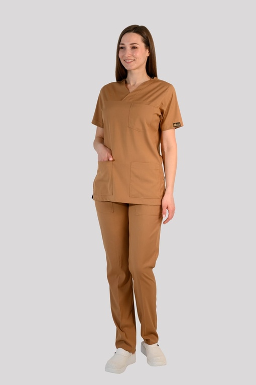 Костюм Yeni Lycra V Yaka Бежевый (Beige) XS
