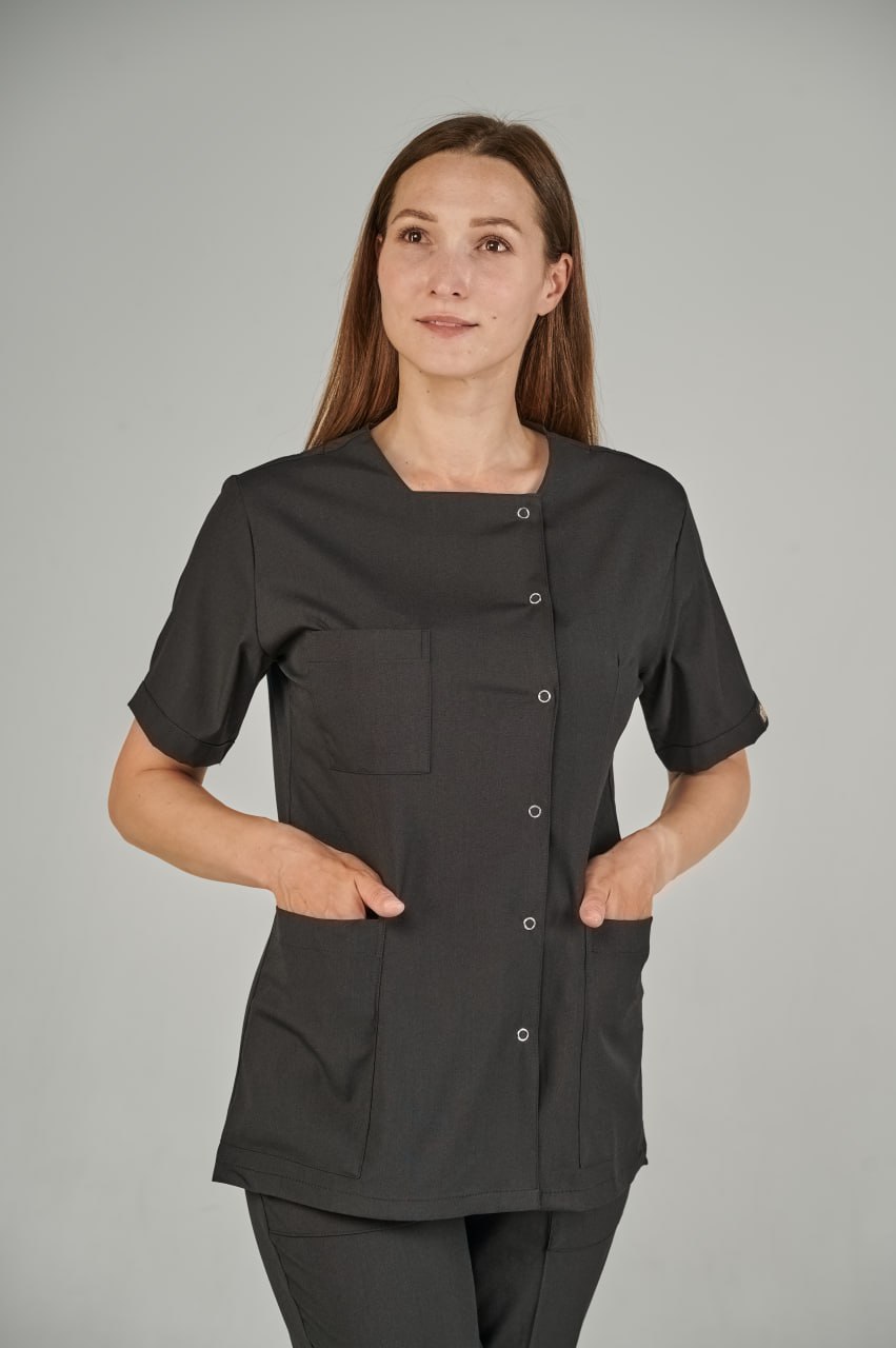 Костюм Lycra  кнопка сбоку кор/рукав Черный (Siyah) XS
